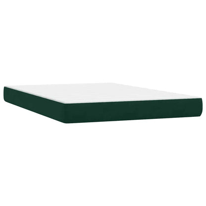 vidaXL Boxspringbett mit Matratze & LED Dunkelgrün 140x210 cm Samt