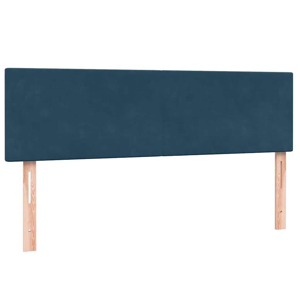 vidaXL Boxspringbett mit Matratze & LED Dunkelblau 140x210 cm Samt