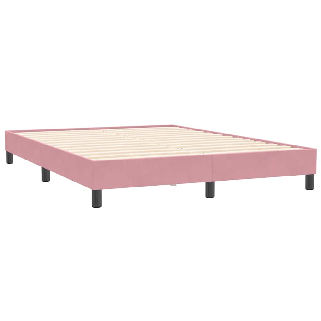 vidaXL Boxspringbett mit Matratze & LED Rosa 140x210 cm Samt