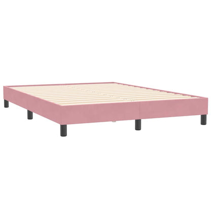 vidaXL Boxspringbett mit Matratze & LED Rosa 140x210 cm Samt
