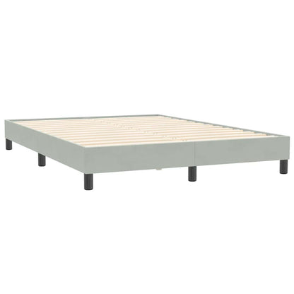 vidaXL Boxspringbett mit Matratze & LED Hellgrau 160x210 cm Samt