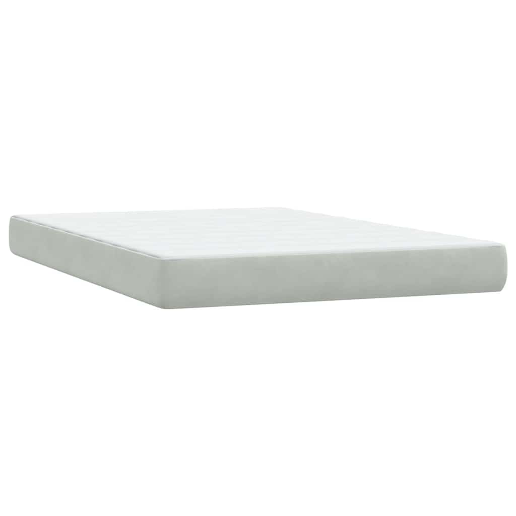 vidaXL Boxspringbett mit Matratze & LED Hellgrau 160x210 cm Samt