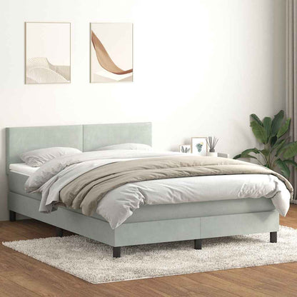 vidaXL Boxspringbett mit Matratze & LED Hellgrau 160x210 cm Samt