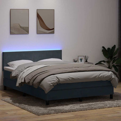 vidaXL Boxspringbett mit Matratze & LED Dunkelgrau 160x210 cm Samt