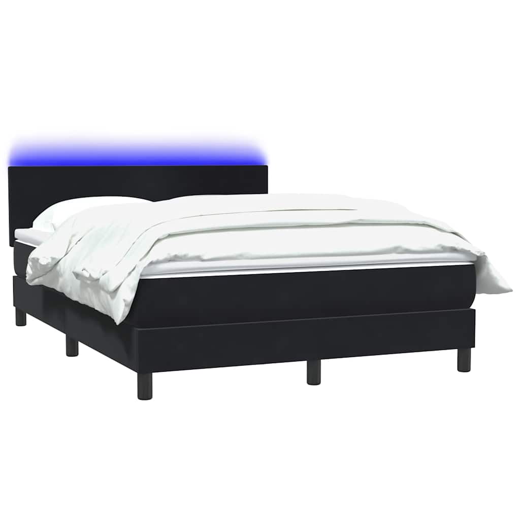 Boxspringbett mit Matratze & LED Schwarz 160x210 cm Samt