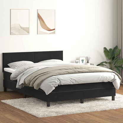 Boxspringbett mit Matratze & LED Schwarz 160x210 cm Samt