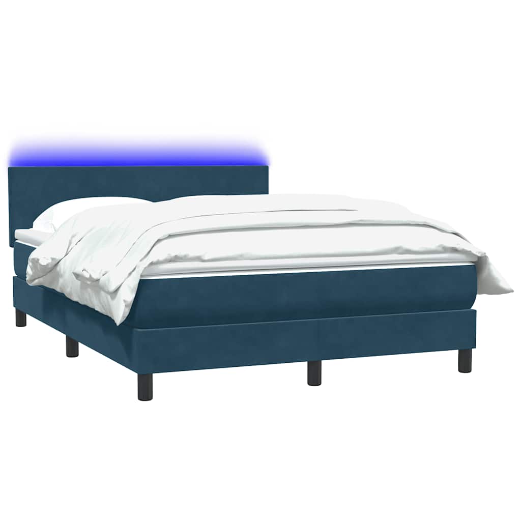 vidaXL Boxspringbett mit Matratze & LED Dunkelblau 160x210 cm Samt