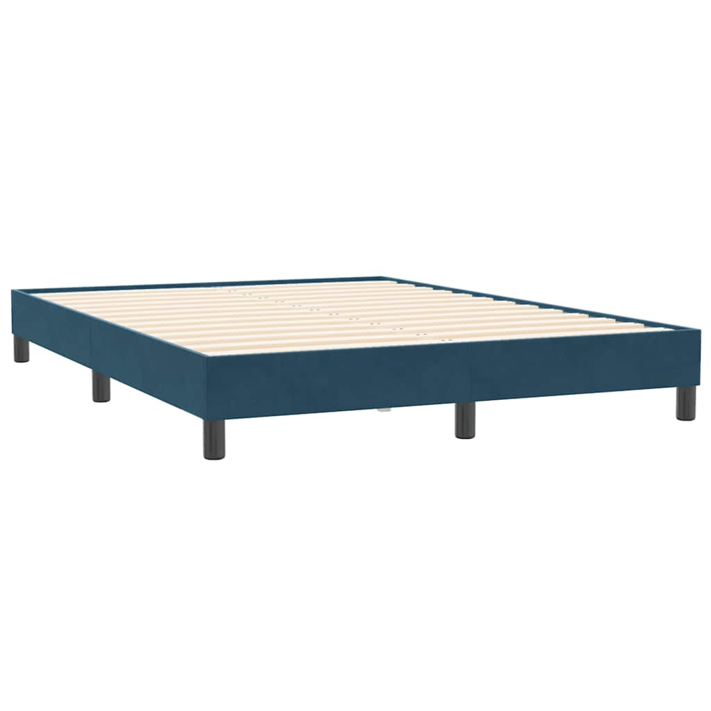 vidaXL Boxspringbett mit Matratze & LED Dunkelblau 160x210 cm Samt