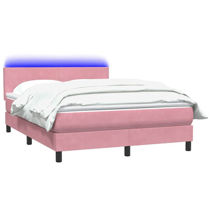 Boxspringbett mit Matratze & LED Rosa 160x210 cm Samt