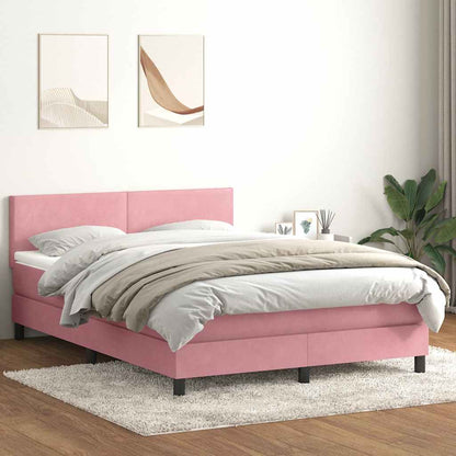 Boxspringbett mit Matratze & LED Rosa 160x210 cm Samt