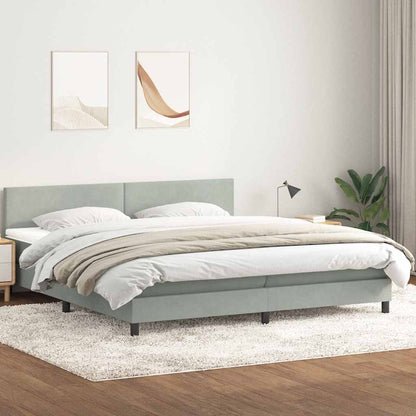 vidaXL Boxspringbett mit Matratze & LED Hellgrau 180x210 cm Samt