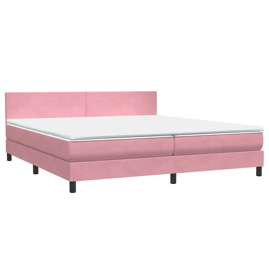 Boxspringbett mit Matratze & LED Rosa 180x210 cm Samt