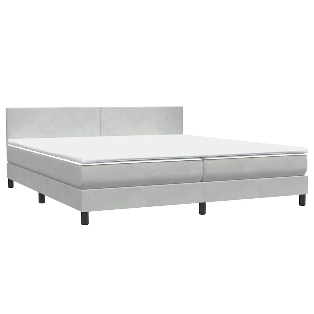 vidaXL Boxspringbett mit Matratze & LED Hellgrau 200x210 cm Samt