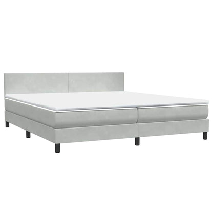 vidaXL Boxspringbett mit Matratze & LED Hellgrau 200x210 cm Samt