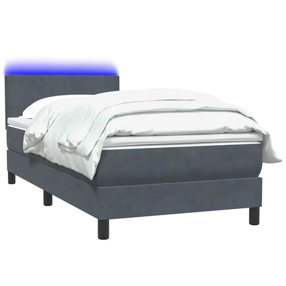 vidaXL Boxspringbett mit Matratze & LED Dunkelgrau 80x220 cm Samt