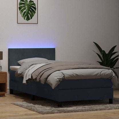 vidaXL Boxspringbett mit Matratze & LED Dunkelgrau 80x220 cm Samt