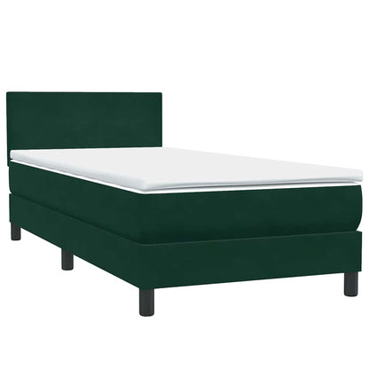 vidaXL Boxspringbett mit Matratze & LED Dunkelgrün 80x220 cm Samt