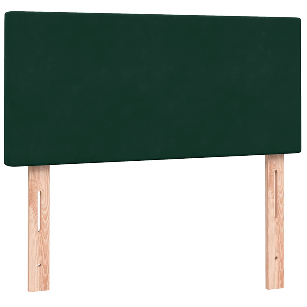 vidaXL Boxspringbett mit Matratze & LED Dunkelgrün 80x220 cm Samt