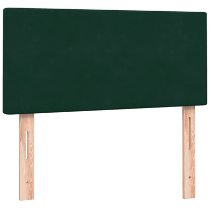 vidaXL Boxspringbett mit Matratze & LED Dunkelgrün 80x220 cm Samt