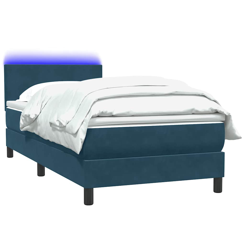 vidaXL Lit coffre avec matelas et LED Bleu foncé 80x220 cm Velours