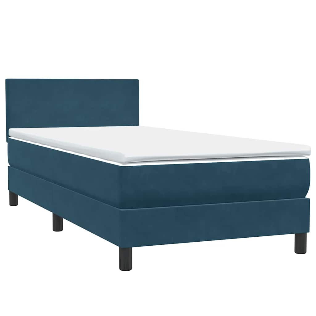 vidaXL Lit coffre avec matelas et LED Bleu foncé 80x220 cm Velours