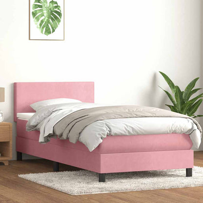 vidaXL Boxspringbett mit Matratze & LED Rosa 80x220 cm Samt