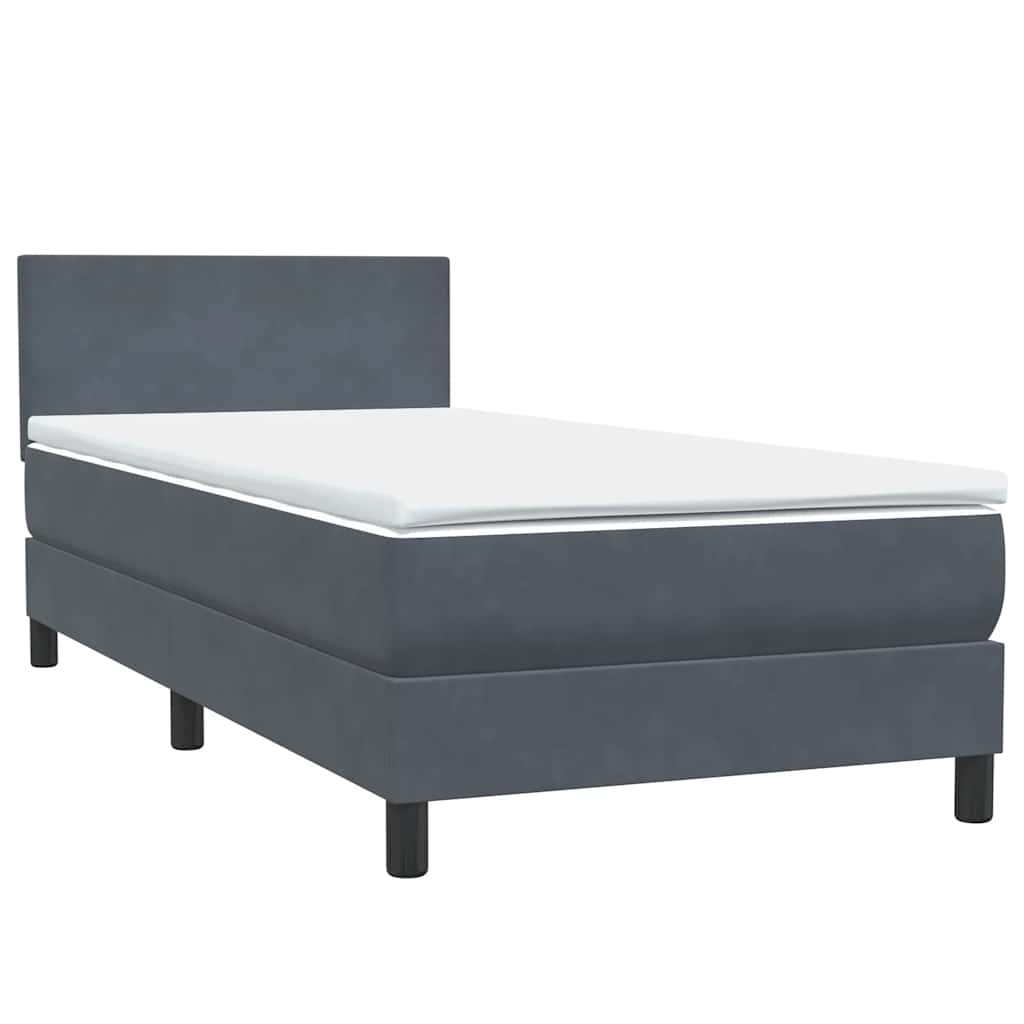Boxspringbett mit Matratze & LED Dunkelgrau 90x220 cm Samt