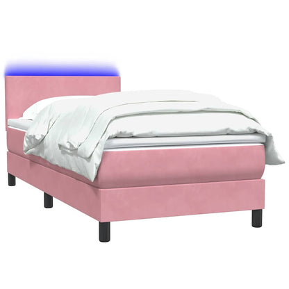 Boxspringbett mit Matratze & LED Rosa 90x220 cm Samt