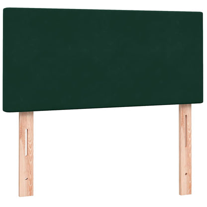 vidaXL Boxspringbett mit Matratze & LED Dunkelgrün 100x220 cm Samt