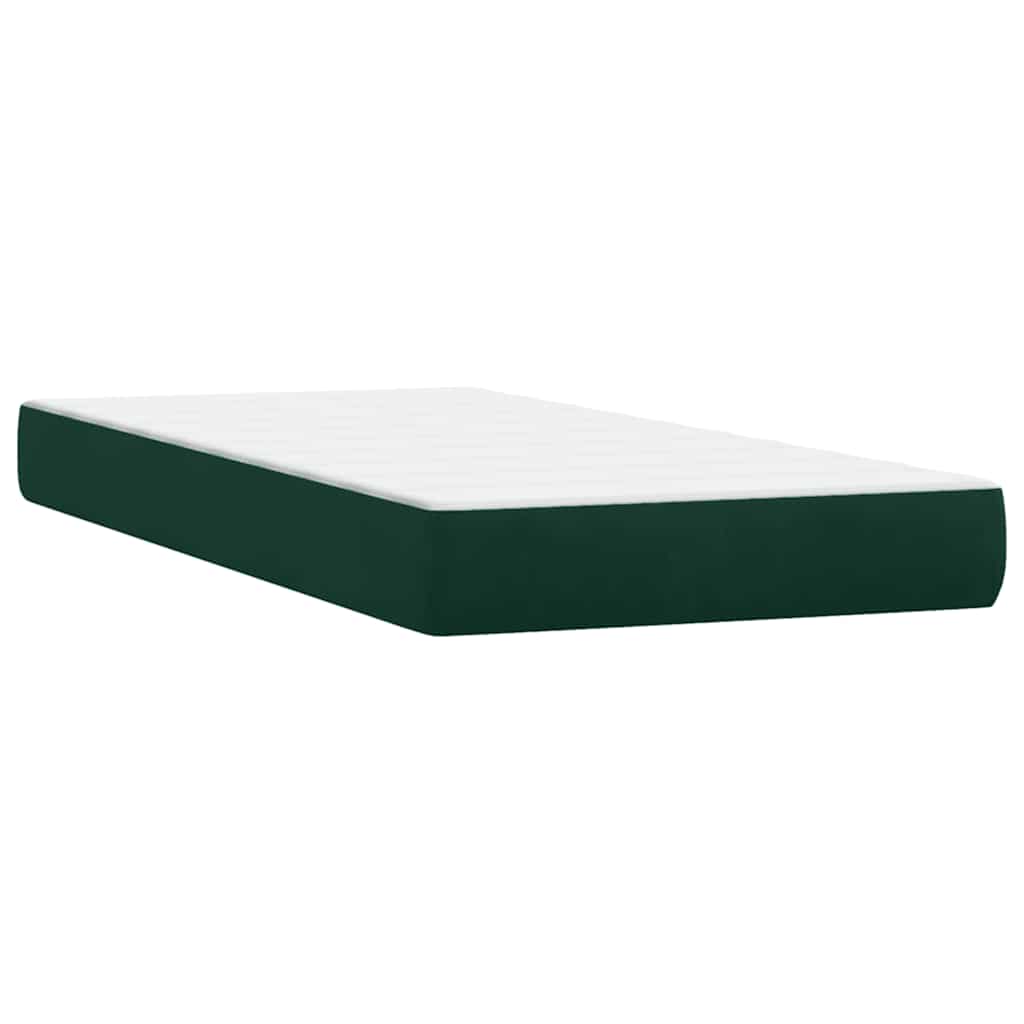 vidaXL Boxspringbett mit Matratze & LED Dunkelgrün 100x220 cm Samt