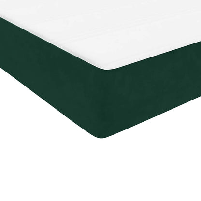 vidaXL Boxspringbett mit Matratze & LED Dunkelgrün 100x220 cm Samt