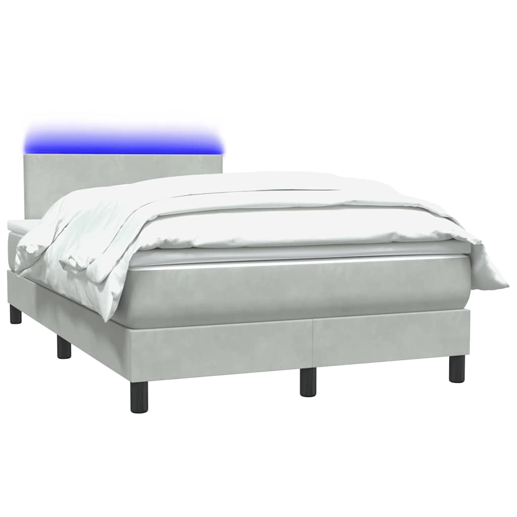 vidaXL Lit tapissier avec matelas et LED Gris clair 120x220 cm Velours