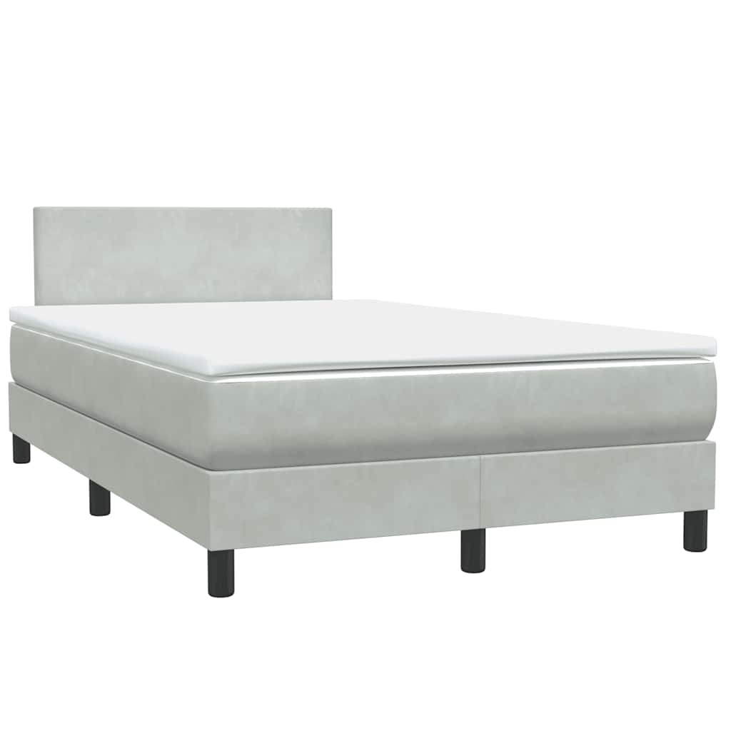 vidaXL Lit tapissier avec matelas et LED Gris clair 120x220 cm Velours