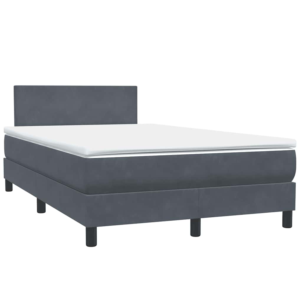 vidaXL Boxspringbett mit Matratze & LED Dunkelgrau 120x220 cm Samt