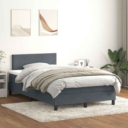 vidaXL Boxspringbett mit Matratze & LED Dunkelgrau 120x220 cm Samt