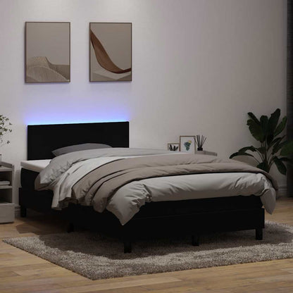 vidaXL Boxspringbett mit Matratze & LED Schwarz 120x220 cm Samt