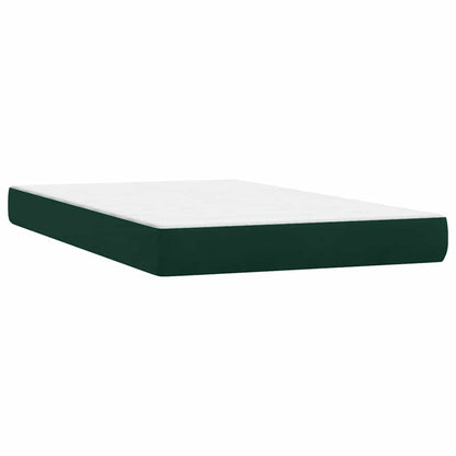 vidaXL Boxspringbett mit Matratze & LED Dunkelgrün 120x220 cm Samt