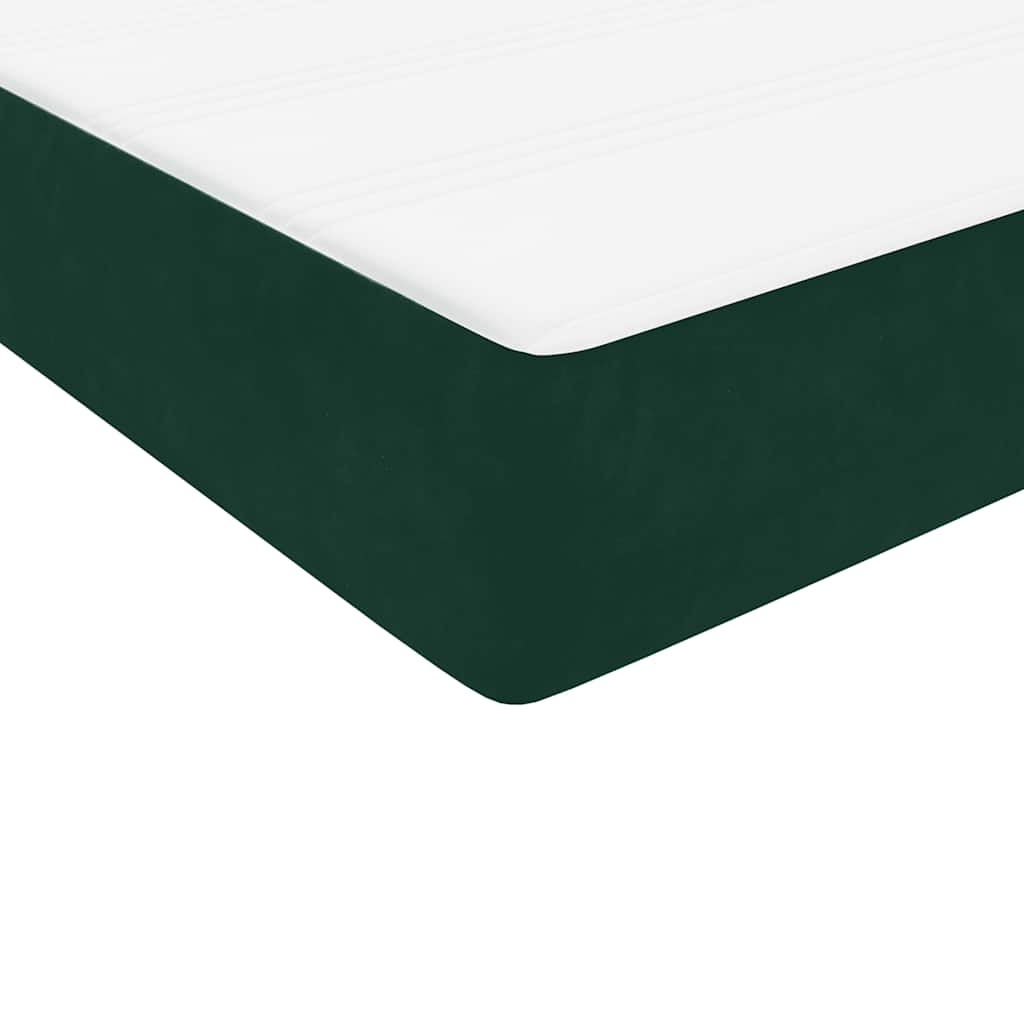 vidaXL Boxspringbett mit Matratze & LED Dunkelgrün 120x220 cm Samt