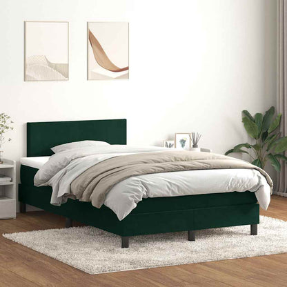 vidaXL Boxspringbett mit Matratze & LED Dunkelgrün 120x220 cm Samt