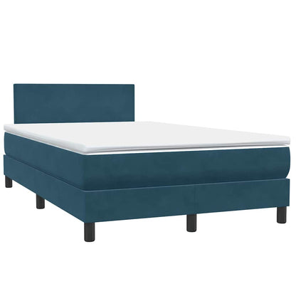 vidaXL Boxspringbett mit Matratze & LED Dunkelblau 120x220 cm Samt