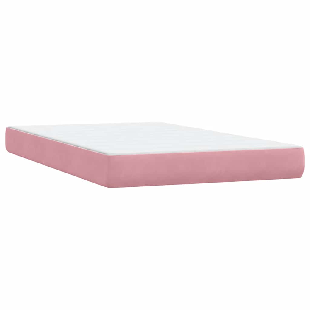 vidaXL Boxspringbett mit Matratze & LED Rosa 120x220 cm Samt