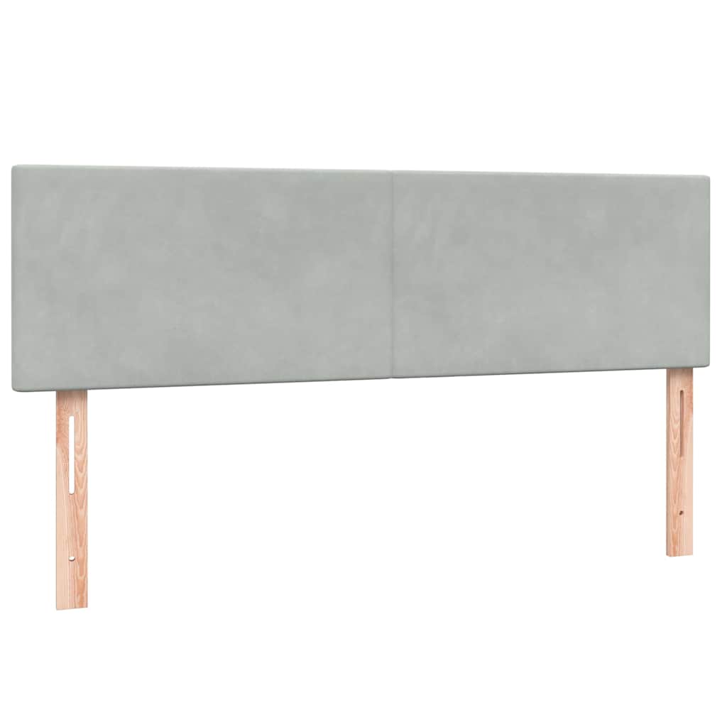 vidaXL Boxspringbett mit Matratze & LED Hellgrau 140x220 cm Samt