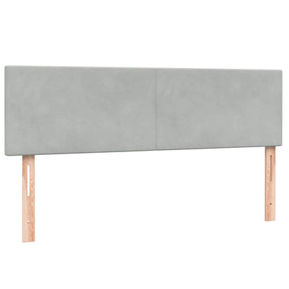 vidaXL Boxspringbett mit Matratze & LED Hellgrau 140x220 cm Samt