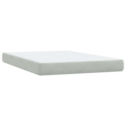 vidaXL Boxspringbett mit Matratze & LED Hellgrau 140x220 cm Samt