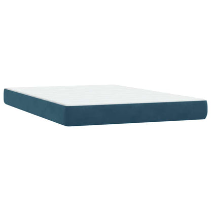 vidaXL Boxspringbett mit Matratze & LED Dunkelblau 140x220 cm Samt