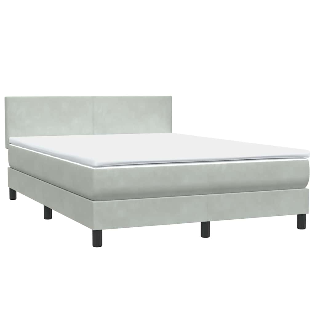 vidaXL Boxspringbett mit Matratze & LED Hellgrau 160x220 cm Samt