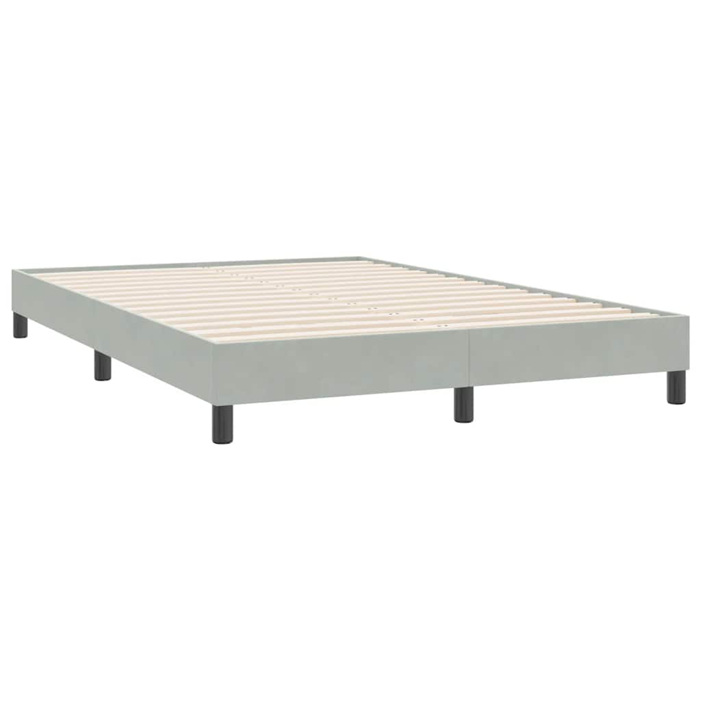 vidaXL Boxspringbett mit Matratze & LED Hellgrau 160x220 cm Samt
