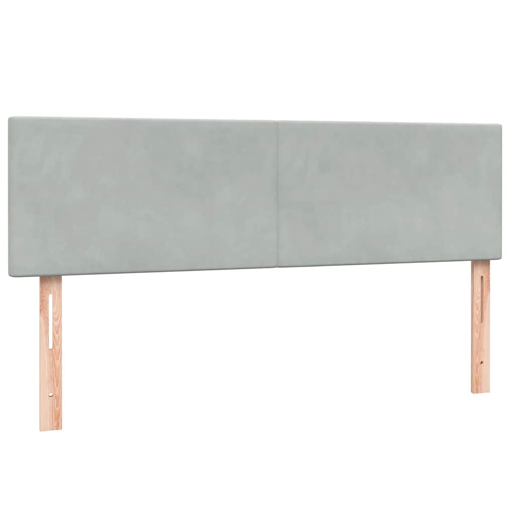 vidaXL Boxspringbett mit Matratze & LED Hellgrau 160x220 cm Samt