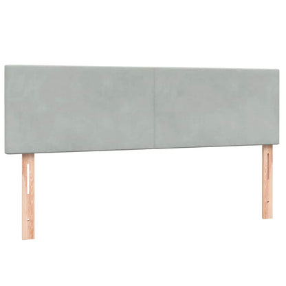 vidaXL Boxspringbett mit Matratze & LED Hellgrau 160x220 cm Samt