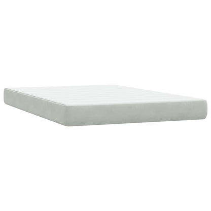 vidaXL Boxspringbett mit Matratze & LED Hellgrau 160x220 cm Samt
